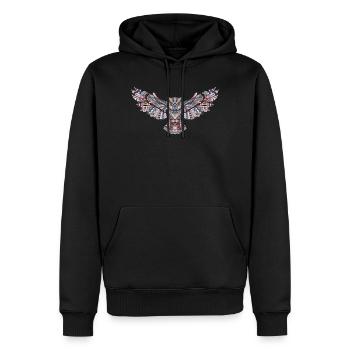 Eule in Mosaik - Männer Premium Bio Hoodie - Schwarz - Vorne - Nico (187cm)