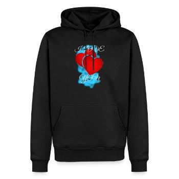 Je t'aime - Sweat à capuche Premium bio Homme - noir - Devant - Nico (187cm)