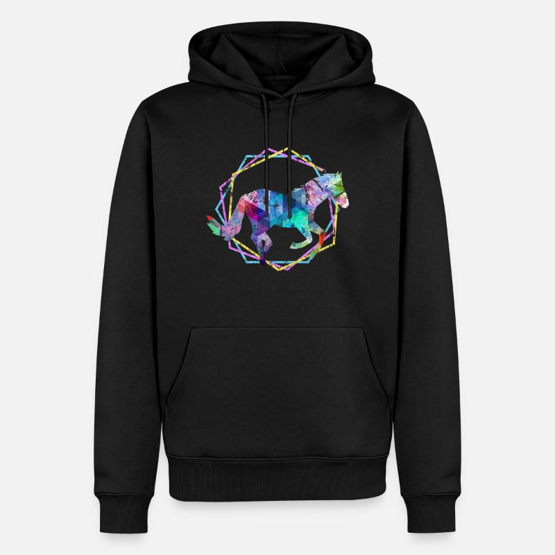 Pferd - Männer Premium Bio Hoodie - Schwarz