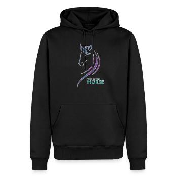 Cheval - Sweat à capuche Premium bio Homme - noir - Devant - Nico (187cm)