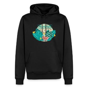 Idée cadeau palmiers tropicaux - Sweat à capuche Premium bio Homme - noir - Devant - Nico (187cm)