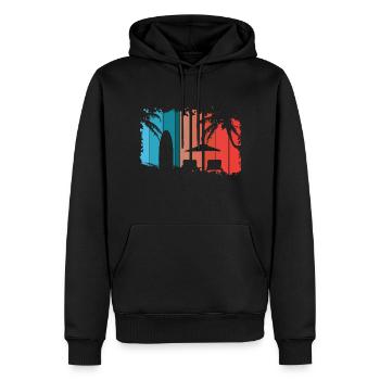 Strand - Männer Premium Bio Hoodie - Schwarz - Vorne - Nico (187cm)