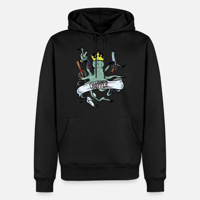 Pieuvre avec couronne et chopper - Sweat à capuche Premium bio Homme - noir