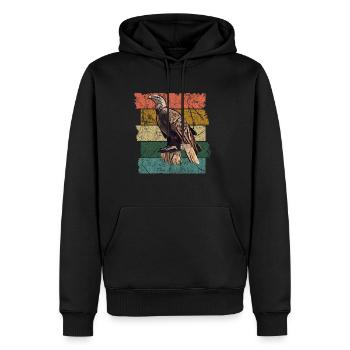 Adler - Männer Premium Bio Hoodie - Schwarz - Vorne - Nico (187cm)