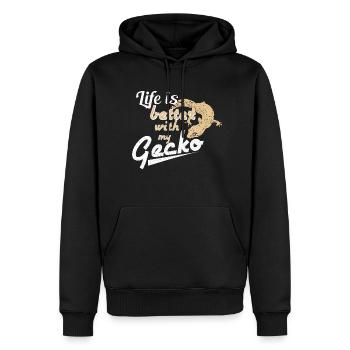 gecko - Men’s Premium Organic Hoodie - black - Front - Nico (187cm)