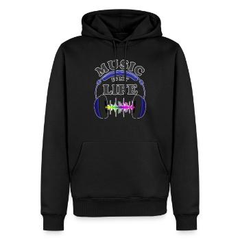 Musik - Männer Premium Bio Hoodie - Schwarz - Vorne - Nico (187cm)