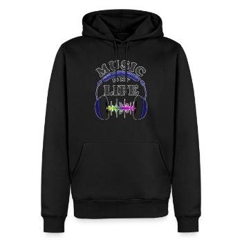 Musik - Männer Premium Bio Hoodie - Schwarz - Vorne - Nico (187cm)