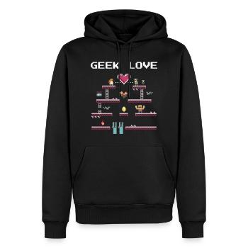 Geek Love Retro Pixel - Männer Premium Bio Hoodie - Schwarz - Vorne - Nico (187cm)