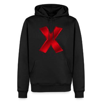 Rotes X - Männer Premium Bio Hoodie - Schwarz - Vorne - Nico (187cm)