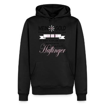 Haflinger Glitzer - Männer Premium Bio Hoodie - Schwarz - Vorne - Nico (187cm)
