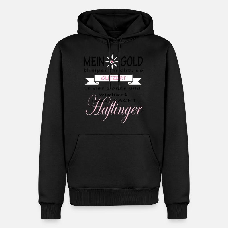 Haflinger Glitzer - Männer Premium Bio Hoodie - Schwarz