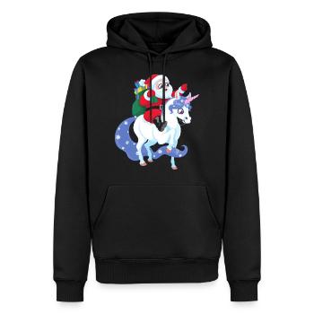 Weihnachtsmann reitet Einhorn Weihnachten Geschenk - Männer Premium Bio Hoodie - Schwarz - Vorne - Nico (187cm)