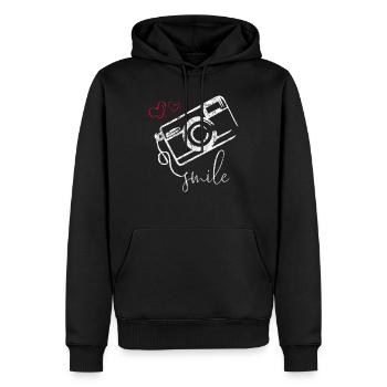 Fotograf Kamera Beruf Geschenkidee - Männer Premium Bio Hoodie - Schwarz - Vorne - Nico (187cm)