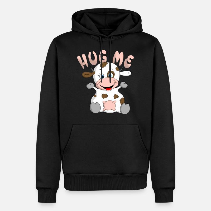Hug me Kuh - Männer Premium Bio Hoodie - Schwarz