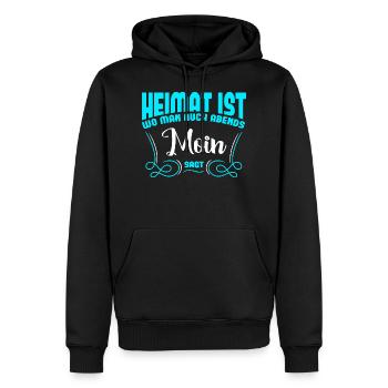 Home is where you also say Moin in the evening - saying - Men’s Premium Organic Hoodie - black - Front - Nico (187cm)