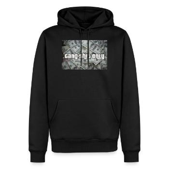 Gang vibes Money Hustle Crew - Men’s Premium Organic Hoodie - black - Front - Nico (187cm)