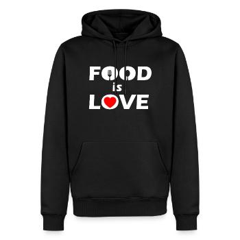 eat - Men’s Premium Organic Hoodie - black - Front - Nico (187cm)
