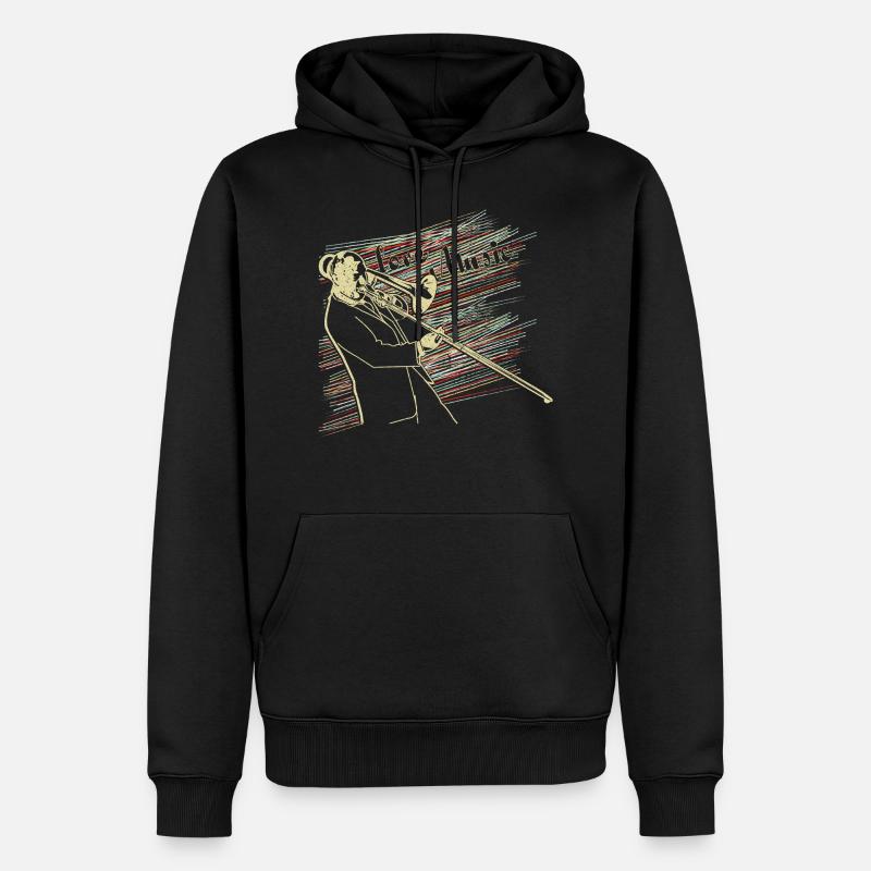 Trombone de musique - Sweat à capuche Premium bio Homme - noir