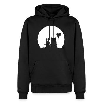 Süßes Hase - Bär Paar - Liebe Herz - Männer Premium Bio Hoodie - Schwarz - Vorne - Nico (187cm)