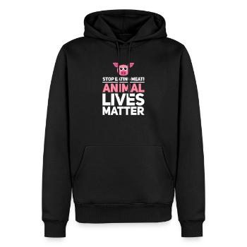 Vegan Végétalien végétarien nourriture végétalienne cadeau - Sweat à capuche Premium bio Homme - noir - Devant - Nico (187cm)
