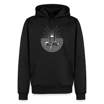 Sonne Boot Meer Wellen - Männer Premium Bio Hoodie - Schwarz - Vorne - Nico (187cm)