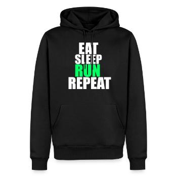 Manger dormir courir répéter! - Sweat à capuche Premium bio Homme - noir - Devant - Nico (187cm)