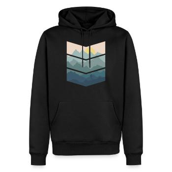 Berge Natur geometrisch Wandern Wanderurlaub - Männer Premium Bio Hoodie - Schwarz - Vorne - Nico (187cm)