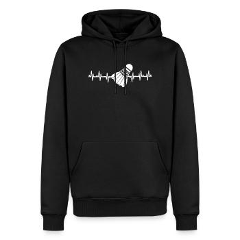 Badminton Sport Heartbeat Love - Männer Premium Bio Hoodie - Schwarz - Vorne - Nico (187cm)