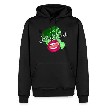 J'adore le brocoli - Sweat à capuche Premium bio Homme - noir - Devant - Nico (187cm)