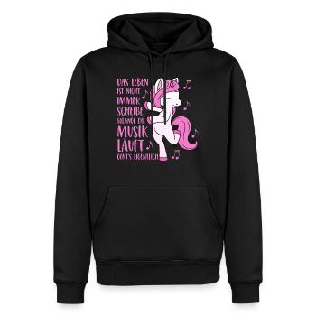 Einhorn Spruch Das Leben ist nicht immer Scheisse - Männer Premium Bio Hoodie - Schwarz - Vorne - Nico (187cm)