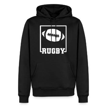 rugby - Sweat à capuche Premium bio Homme - noir - Devant - Nico (187cm)