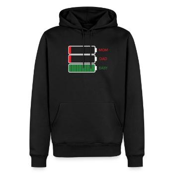 Maman Papa Baby - Sweat à capuche Premium bio Homme - noir - Devant - Nico (187cm)