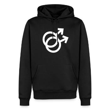 Gay Pride - Felpa con cappuccio ecologica premium da uomo - nero - Fronte - Nico (187cm)