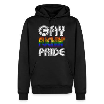 Gay fucking Pride LGBT Gay Pride Arc-en-ciel - Sweat à capuche Premium bio Homme - noir - Devant - Nico (187cm)