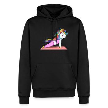 Einhorn Yoga Fitness Geschenk Sport Stretch Pose - Männer Premium Bio Hoodie - Schwarz - Vorne - Nico (187cm)