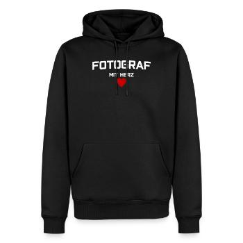 photographer - Men’s Premium Organic Hoodie - black - Front - Nico (187cm)