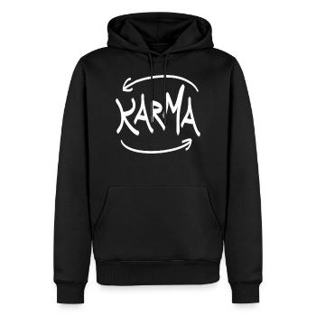 Karma | karma - Männer Premium Bio Hoodie - Schwarz - Vorne - Nico (187cm)