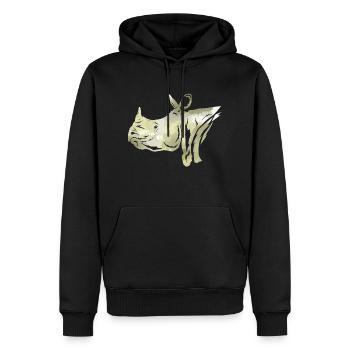 Nashorn - Männer Premium Bio Hoodie - Schwarz - Vorne - Nico (187cm)