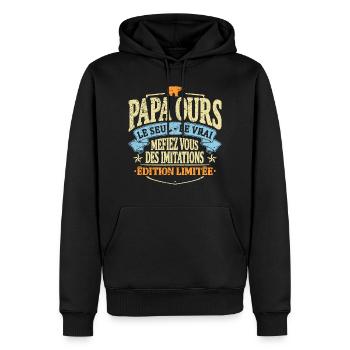 Papa ours - Sweat à capuche Premium bio Homme - noir - Devant - Nico (187cm)