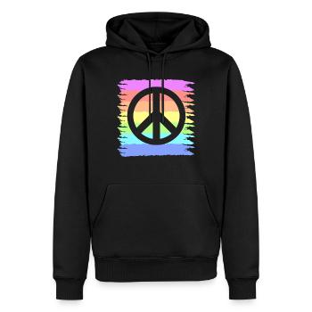 Hippie | Peace-Zeichen Hippies Liebe Geschenkideen - Männer Premium Bio Hoodie - Schwarz - Vorne - Nico (187cm)