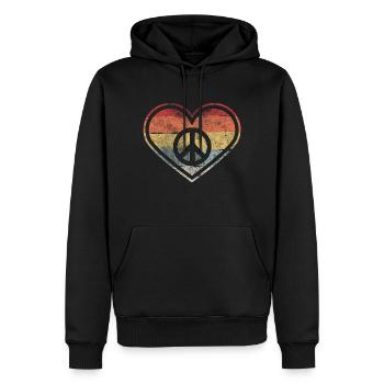 Hippie Herz | Hippies Peace-Zeichen Liebe Geschenk - Männer Premium Bio Hoodie - Schwarz - Vorne - Nico (187cm)