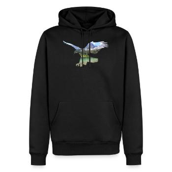 Adler See Berg Berge fliegen Wolken Shirt - Männer Premium Bio Hoodie - Schwarz - Vorne - Nico (187cm)