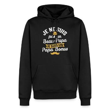 Je ne suis pas un beau-papa je suis un papa bonus - Sweat à capuche Premium bio Homme - noir - Devant - Nico (187cm)