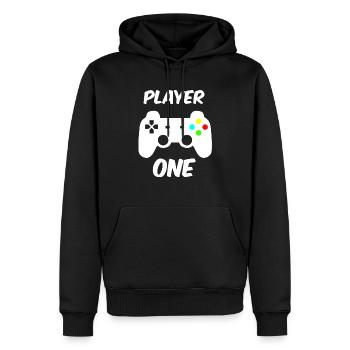 Player One - Player Two Partnerlook P52 A - Sweat à capuche Premium bio Homme - noir - Devant - Nico (187cm)