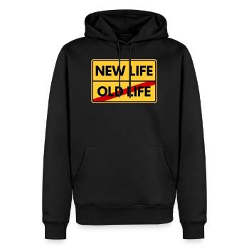 NEW LIFE - - Männer Premium Bio Hoodie - Schwarz - Vorne - Nico (187cm)