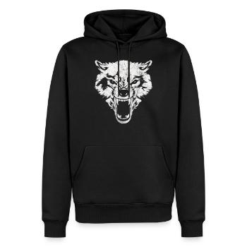 Wolf - Männer Premium Bio Hoodie - Schwarz - Vorne - Nico (187cm)