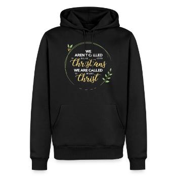 Wir sind berufen wie Christus zu sein - Männer Premium Bio Hoodie - Schwarz - Vorne - Nico (187cm)