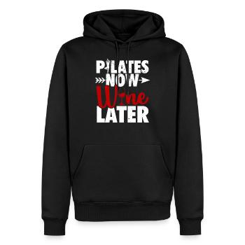 Pilates Wein | Sport Yoga Fitness Workout Geschenk - Männer Premium Bio Hoodie - Schwarz - Vorne - Nico (187cm)
