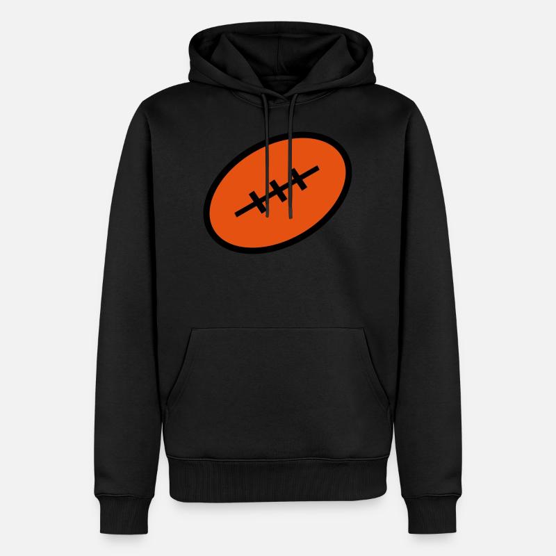 ballon ovale rugby dessin - Sweat à capuche Premium bio Homme - noir
