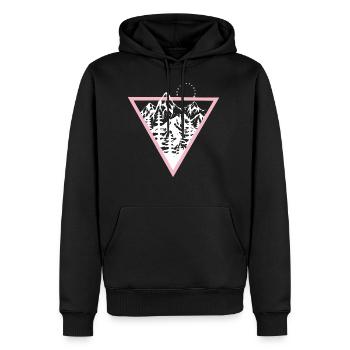 Dreieck mit Bergen und Vögel - Männer Premium Bio Hoodie - Schwarz - Vorne - Nico (187cm)
